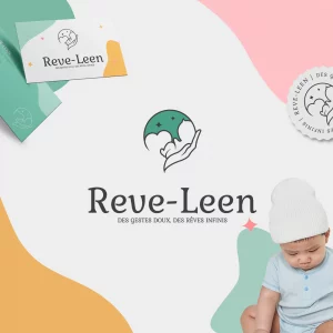 Mockup logo et branding de REVE-LEEN Réalisé par Léa Penet Graphiste Arras