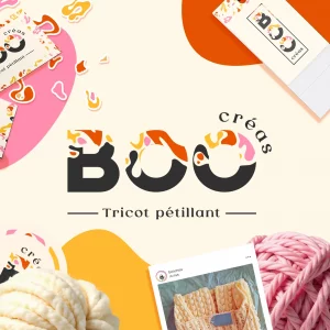 Mockup logo et branding de Boo Créas Réalisé par Léa Penet Graphiste Arras